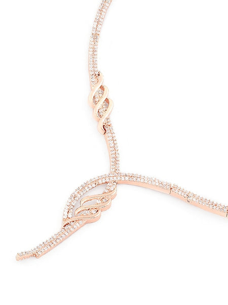 Rose-Gold Plated White CZ-Studded Jewellery Set VitansEthnics