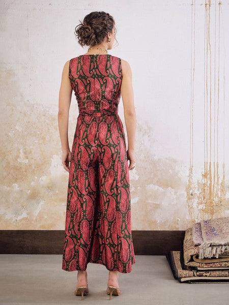 14Ethnic Motifs Printed Sleeveless Jumpsuit For Women, Indian Jumpsuit, Indian One Piece Dress, Indo Western Outfit, Fusion Outfit VitansEthnics