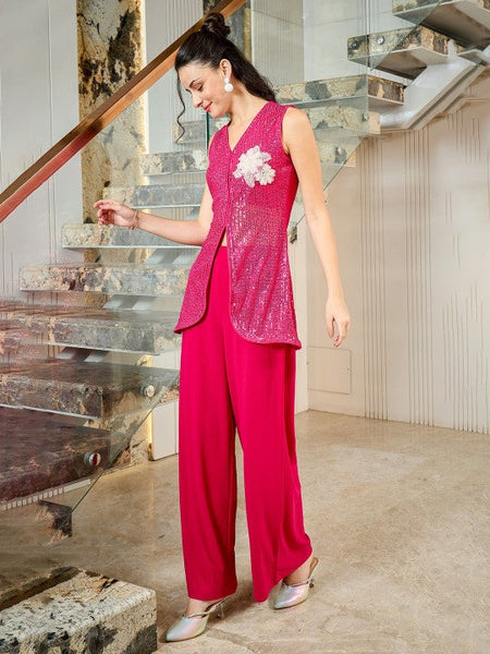 Sequin Embellished Top With Palazzo Set VitansEthnics