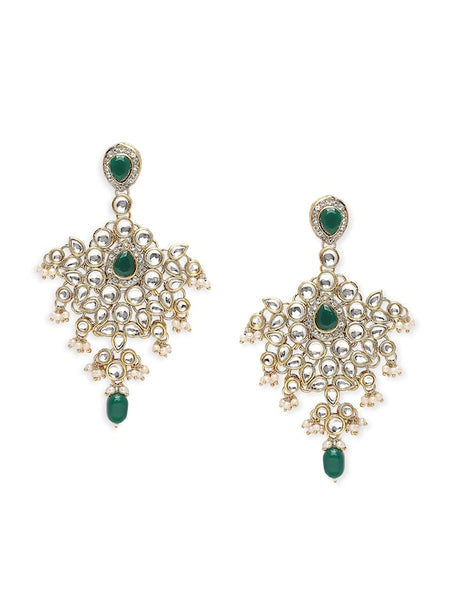 Gold-Plated Stone-Studded & Beaded Bridal Wedding Jewelry Set VitansEthnics