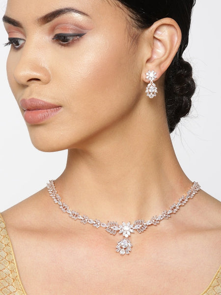 Rose Gold-Plated AD & CZ Studded Jewellery Set VitansEthnics
