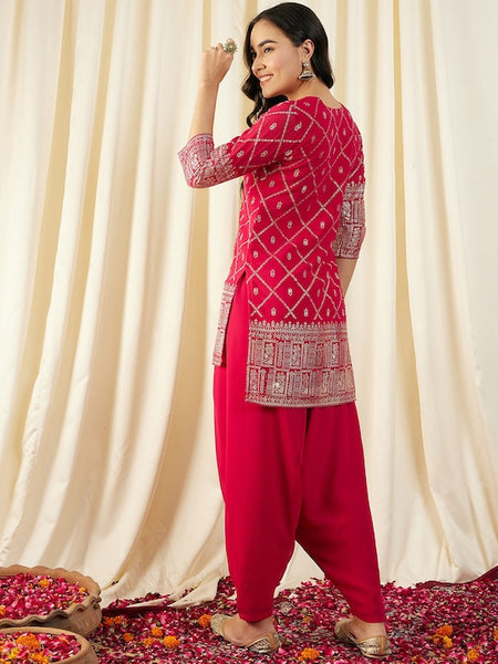 Short Kurti With Low Crotch Dhoti Pants Set vitansethnics
