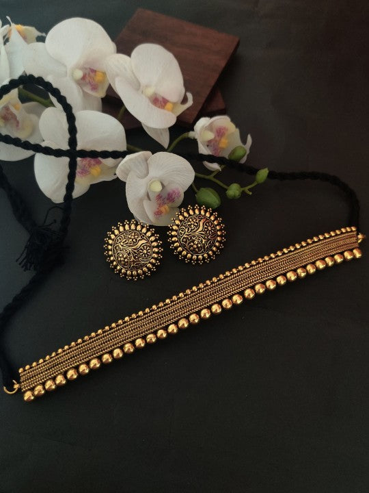 Gold-Toned German Silver Antique Choker Jewellery Set VitansEthnics