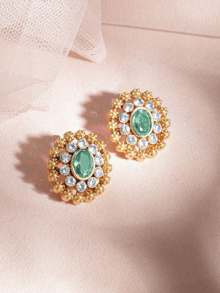 24K Gold Plated Handcrafted Mint Green Intricate Choker Jewellery Set For Women VitansEthnics