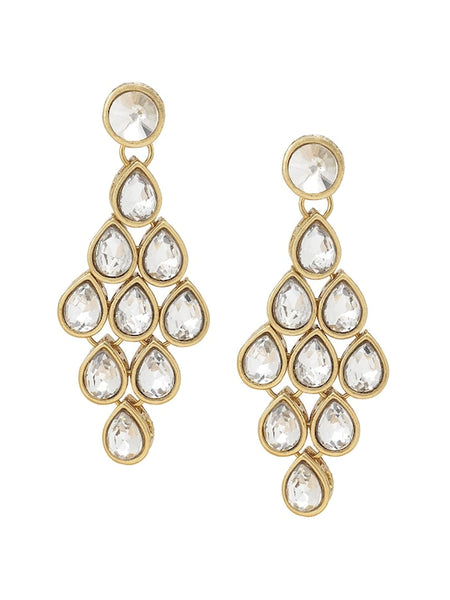Gold-Plated White Kundan Studded Jewellery Set VitansEthnics