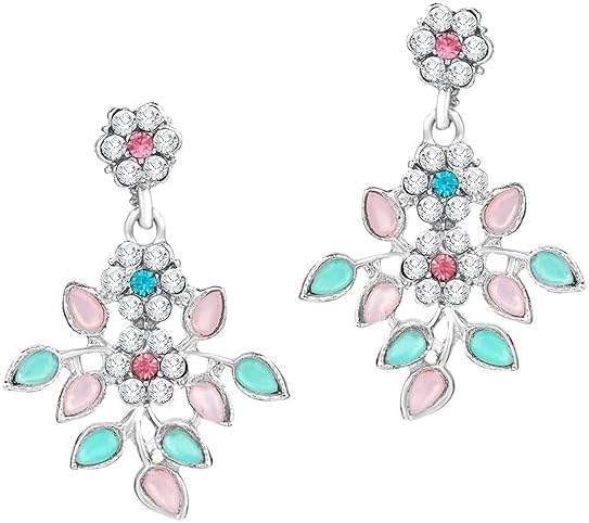 Silver Plated AD Diamond Necklace Jewellery Set with Earrings for Women VitansEthnics