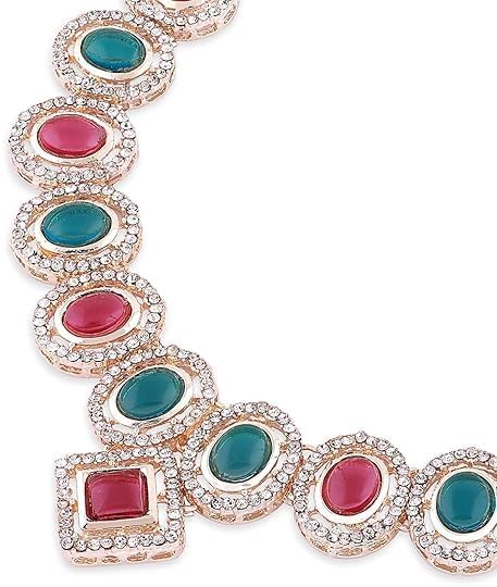 Austrian Diamond Choker Necklace Earring Maangtikka Ring Set For Women Jewelry For Festivals Weddings Engagement VitansEthnics