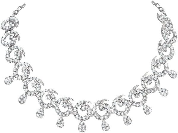Silver Plated Jewelry Set Necklace And Earrings Set for Women VitansEthnics