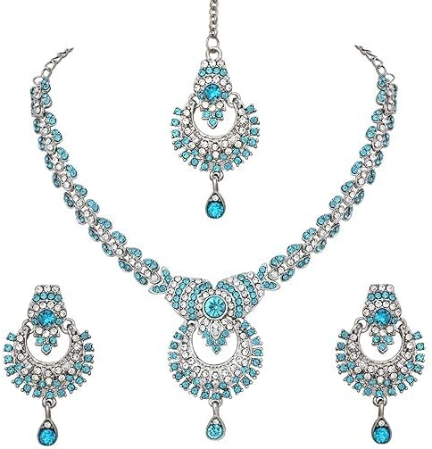Silver Plated Necklace Jewelry Set with Earrings for Women Statement Jewelry for Weddings Parties and Special Occasions VitansEthnics