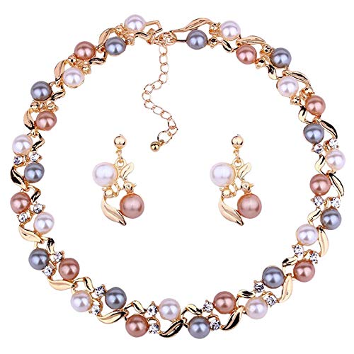 Multicolored Pearl Necklace Set Jewellery Set with Earrings for Women VitansEthnics