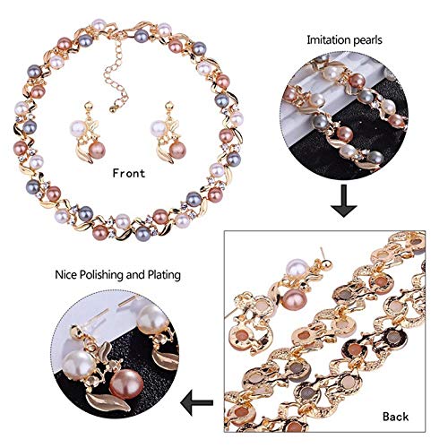 Multicolored Pearl Necklace Set Jewellery Set with Earrings for Women VitansEthnics