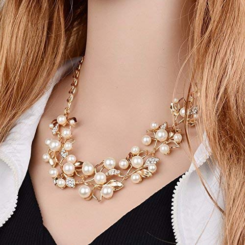 Pearl Studded Necklace Jewellery set with Earrings VitansEthnics
