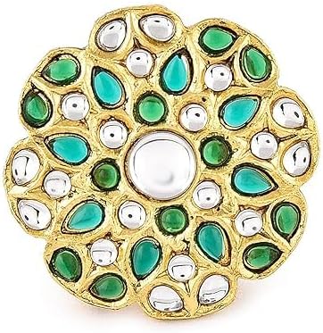 Green Kundan Multi Layers Necklace Earring & Ring Set For Women VitansEthnics