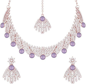 Silver Plated Jewelry Set for Women Elegant Necklace Earrings Set for Weddings Parties Engagement VitansEthnics