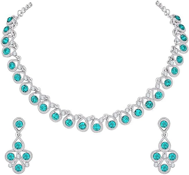 Silver Plated Jewelry Set for Women Elegant Necklace and Earrings Set for Weddings Parties and Everyday Wear VitansEthnics