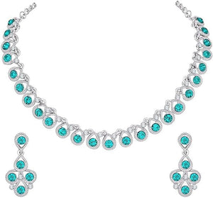 Silver Plated Jewelry Set for Women Elegant Necklace and Earrings Set for Weddings Parties and Everyday Wear VitansEthnics