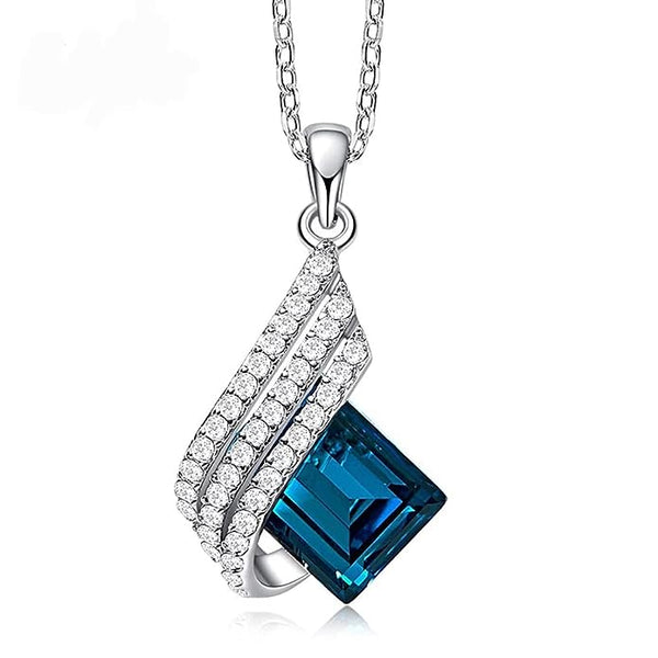 Angel Wings Platinum Plated Crystal Pendant Necklace Jewellery Set VitansEthnics