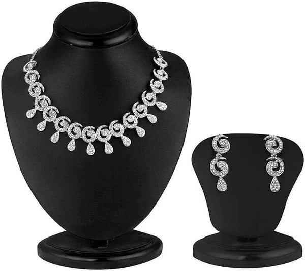 Silver Plated Jewelry Set Necklace And Earrings Set for Women VitansEthnics