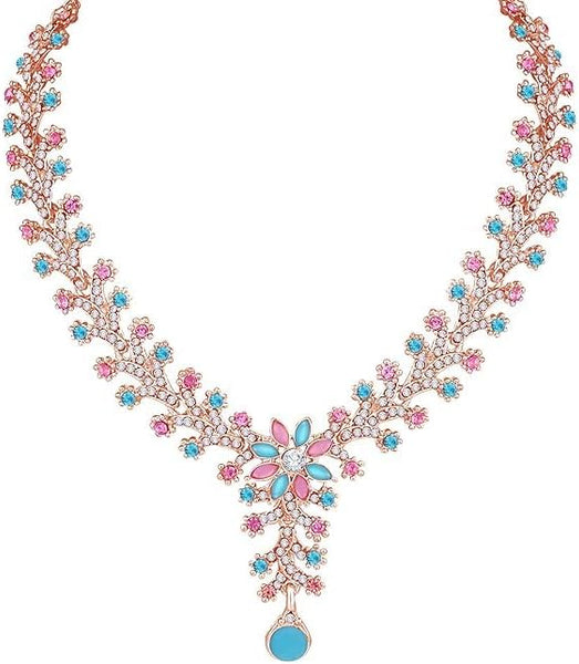 Women Rose Gold Tone American Diamond Jewelry Set VitansEthnics
