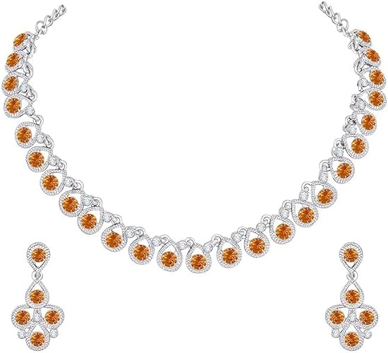 Silver Plated Jewelry Set for Women Elegant Necklace and Earrings Set for Weddings Parties and Everyday Wear VitansEthnics