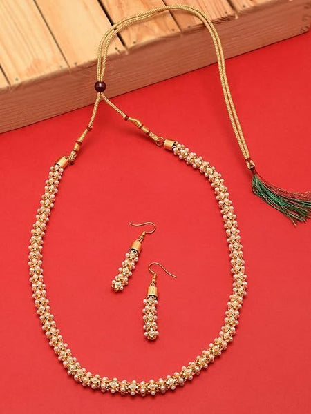 South Indian Style Pearl Beads Necklace Set For Women VitansEthnics