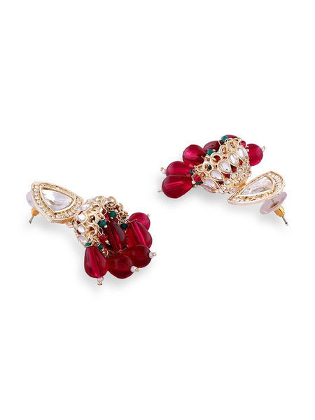 Gold-Plated Stone-Studded & Cluster Beaded Jewellery Set VitansEthnics