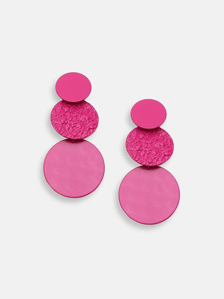 Gold Plated Pink Contemporary Drop Earrings VitansEthnics