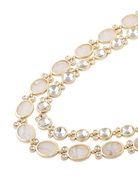 Gold-Plated Stones Studded Jewellery Set VitansEthnics
