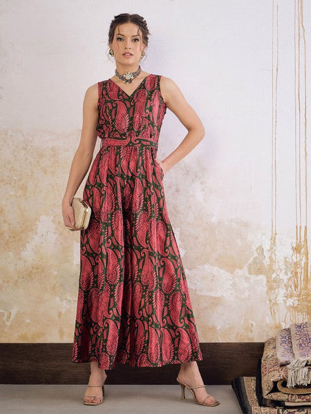 14Ethnic Motifs Printed Sleeveless Jumpsuit For Women, Indian Jumpsuit, Indian One Piece Dress, Indo Western Outfit, Fusion Outfit VitansEthnics