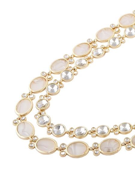 Gold-Plated Stones Studded Layered Necklace Jewellery Set VitansEthnics