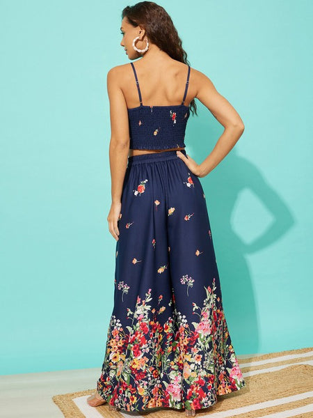 Floral Printed Crop Top with Palazzo Indo Western Set VitansEthnics
