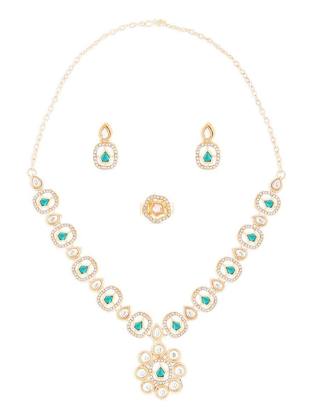 Gold-Plated AD & Kundan-Studded Jewellery Set VitansEthnics