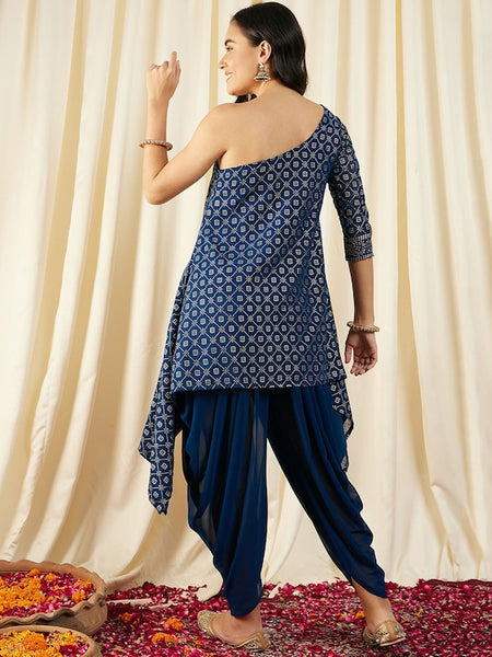 One Shoulder Asymmetric Top with Dhoti Pants vitansethnics