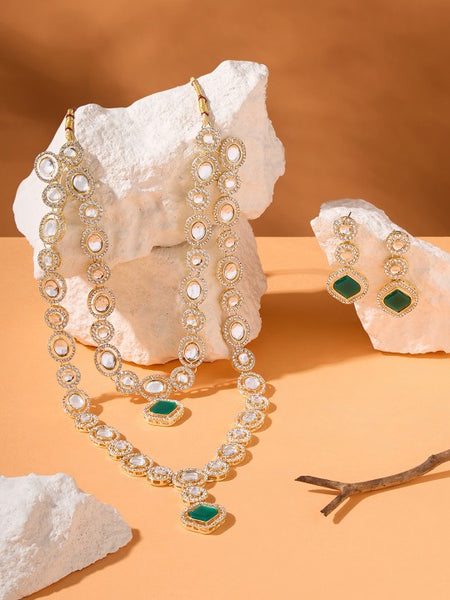 Gold Plated Austrian Diamonds Studded Jewellery Set VitansEthnics