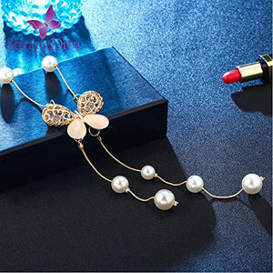 Long Chain Crystal Butterfly Pendant Necklace VitansEthnics