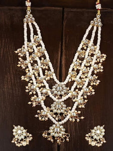 Indian Ethnic Kundan & Pearls Multi Layers Bridal Necklace Set For Women VitansEthnics