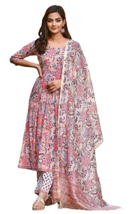 Women Floral Printed Anarkali Kurta and Pant Set with Dupatta, Salwar Kameez VitansEthnics