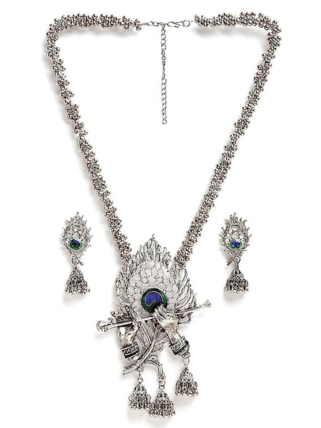 Traditional Oxidised Silver Necklace Jewellery Set for Women VitansEthnics