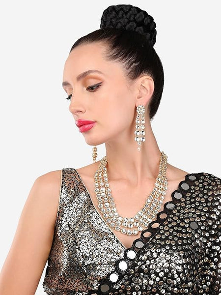Traditional Kundan Long Necklace With Earrings Set for Women Indian Jewelry Set For Weddings VitansEthnics