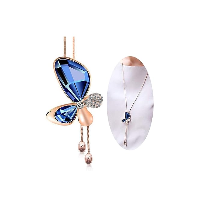Gold Plated Crystal Butterfly Chain Pendant Necklace VitansEthnics