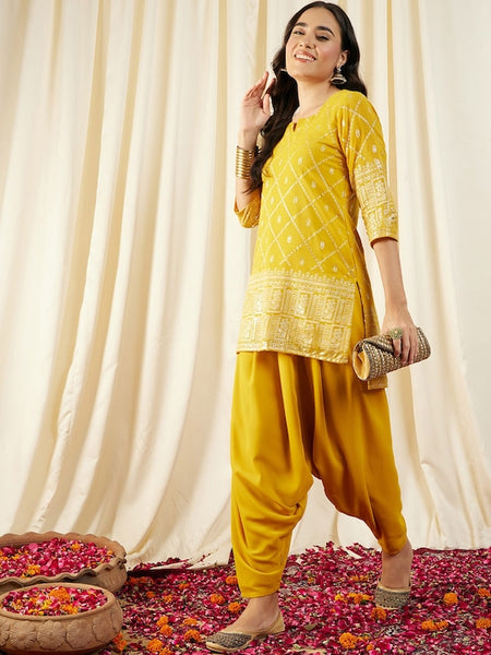 Short Kurti With Dhoti Pants Set vitansethnics