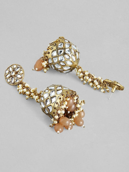 24K Gold-Plated Kundan Contemporary Jhumka Earrings VitansEthnics