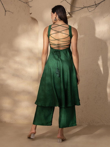 Backless Flared Kurta With Palazzo Suit Set VitansEthnics