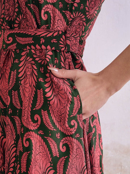 14Ethnic Motifs Printed Sleeveless Jumpsuit For Women, Indian Jumpsuit, Indian One Piece Dress, Indo Western Outfit, Fusion Outfit VitansEthnics