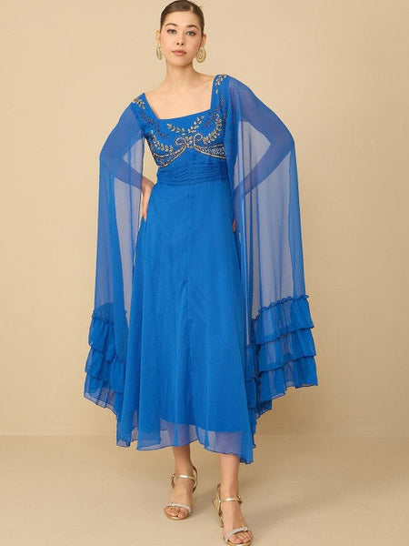 Embellished Maxi Dress For Women, Indian Dress For Women, Indo Western Outfit, Gown For Women, Indian Wedding Guest Outfit4 VitansEthnics