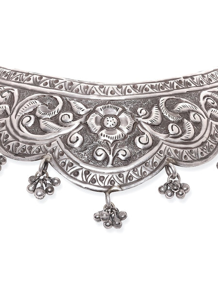 Silver-Plated Brass Oxidised Choker Necklace VitansEthnics