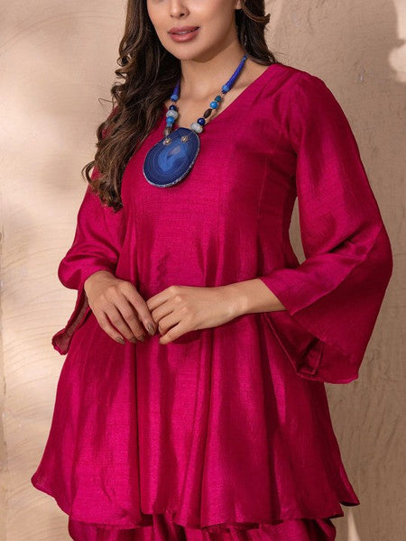 V Neck Peplum Kurti with Dhoti Pants Set VitansEthnics