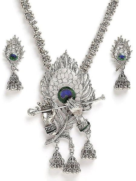 Traditional Oxidised Silver Necklace Jewellery Set for Women VitansEthnics
