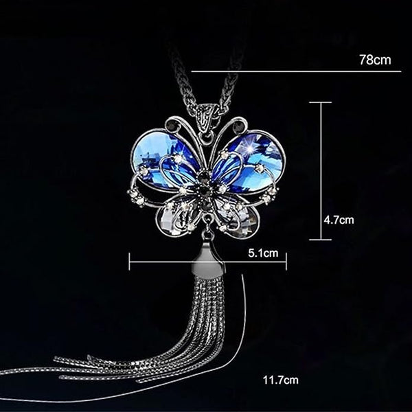 Platinum Plated Crystal Butterfly Pendant Necklace VitansEthnics