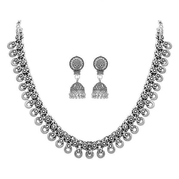 Oxidized German Silver Necklace with Earring for Women VitansEthnics